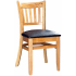 Wood Vertical Slat Restaurant Chair - Natural Finish with Buckskin Vinyl Seat