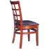 Window Back Restaurant Chair - Mahogany Finish with a Wine Vinyl Seat