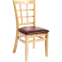 Window Back Restaurant Chair - Natural Finish with a Wine Vinyl Seat