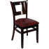 Duna Wood Restaurant Chair - Dark Mahogany Finish with Wine Vinyl Seat