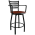 Swivel Ladder Back Metal Bar Stool With Arms