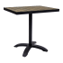 Black Aluminum Patio Table with Dark Walnut Faux Teak