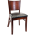 Beechwood Curved Plain Back Chair - Dark Mahogany Finish with a Black Vinyl Seat