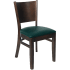 Beechwood Curved Plain Back Chair - Walnut Finish with a Green Vinyl Seat