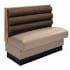 Horizontal 3 Channel Back Booth with a Brown Fabric Padded Back and Vinyl Seat - Single