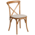 Stackable X Back Wood Restaurant Chair with Cushioned Seat