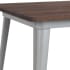 Industrial Silver  Restaurant Table with Dark Walnut Wood Top