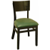 Curved Back Wood Chair -  Black Finish with a Green Vinyl Seat
