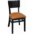 Curved Back Wood Chair -  Black Finish with a Tan Vinyl Seat