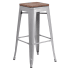 Bistro Style Silver Metal Backless Bar Stool 