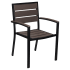 Black Aluminum Armchair with Dark Walnut Faux Teak