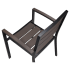 Black Aluminum Armchair with Dark Walnut Faux Teak