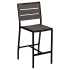 Black Aluminum Bar Stool with Dark Walnut Faux Teak