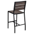 Black Aluminum Bar Stool with Dark Walnut Faux Teak