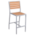 Grey Finish Heavy Duty Patio Bar Stool with Faux Teak