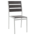 White Aluminum Restaurant Patio Chair with Grey Faux Teak