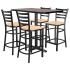 Bar Stools shown with Natural Wood Seat. Table Top in Black / Mahogany Finish.