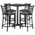 Bar Stools shown with Black Vinyl Seat. Table Top in Black / Mahogany Finish.