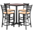 Bar Stools shown with Mahogany Wood Seat. Table Top in Black / Mahogany Finish.