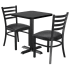 Chairs shown with Black Vinyl Seat. Table Top in Black / Mahogany Finish.