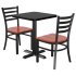 Chairs shown with Mahogany Wood Seat. Table Top in Black / Mahogany Finish.