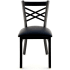 X Back Metal Restaurant Chair - Black Finish with a Black Vinyl Seat