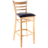 Ladder Back Bar Stool - Natural Finish with a Wine Vinyl Seat