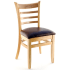 Premium US Made Ladder Back Wood Chair - Natural Finish with a Wine Vinyl Seat