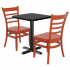 Chairs shown in Mahogany Finish & Mahogany Wood Seat. Table Top in Black / Mahogany Finish.