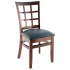 Premium US Made Window Back Wood Chair - Dark Mahogany Finish with a Black Vinyl Seat