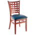 Premium US Made Lattice Back Wood Chair - Mahogany Finish with a Black Vinyl Seat
