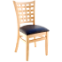Premium US Made Lattice Back Wood Chair - Natural Finish with a Black Vinyl Seat