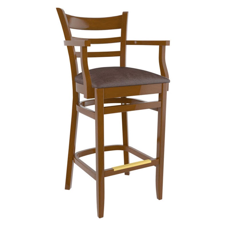 Premium Us Made Ladder Back Bar Stool, Oak Bar Stools With Backs And Arms