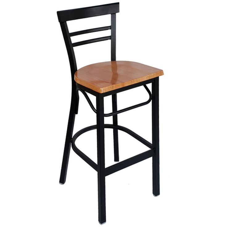 Black wooden bar stools with back on sale