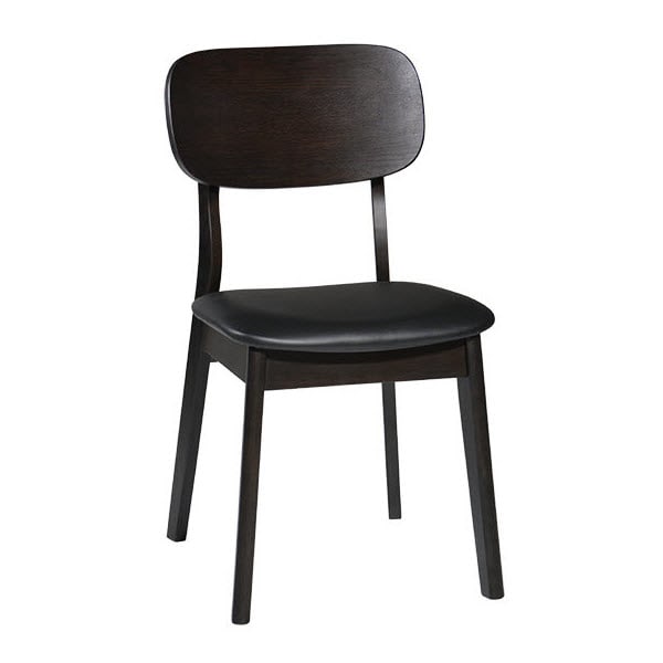 Dark Walnut Wood Chair With Black Vinyl, Black Vinyl Dining Chairs Au