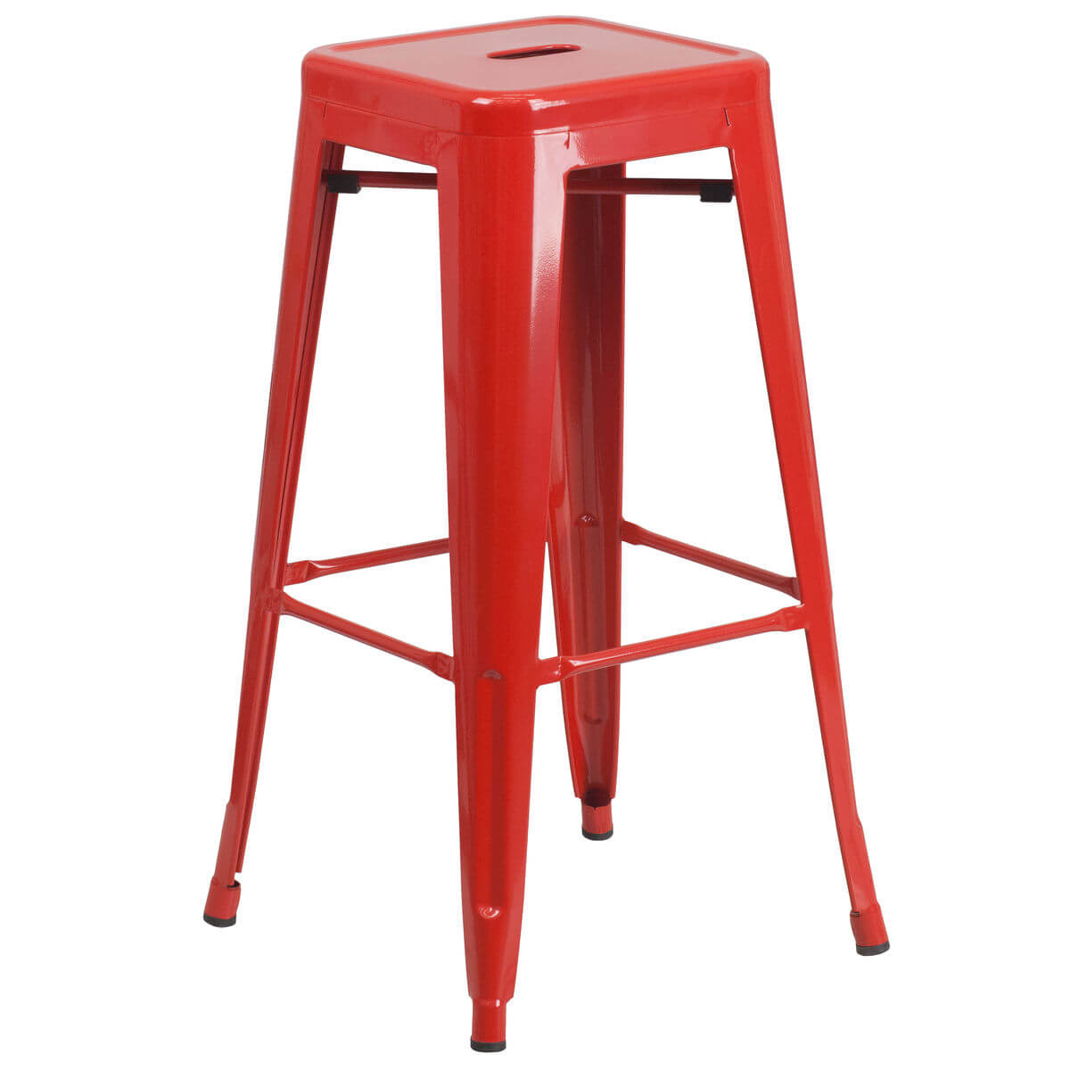 Red Backless Bistro Style Bar Stool