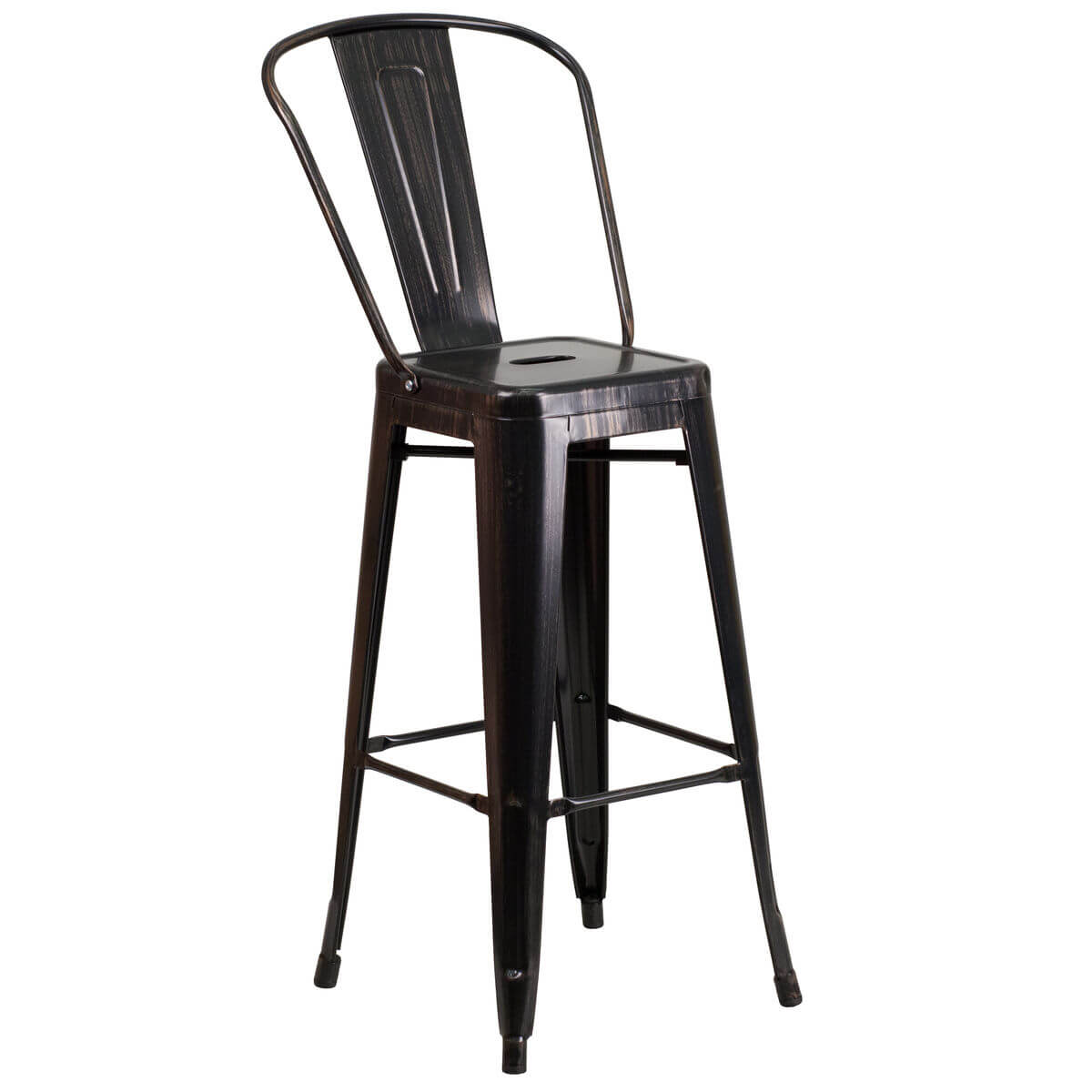 Gold Bistro Style Metal Bar Stool, Antique Metal Bar Stools With Backs