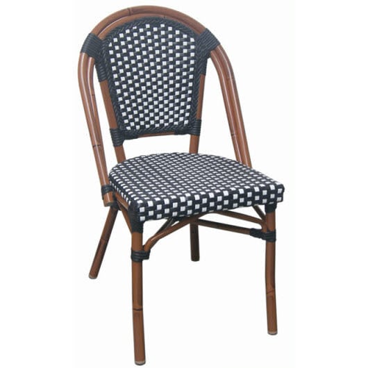 Aluminum Bamboo Patio Chair With Black, Aluminum Frame Wicker Outdoor Furniture