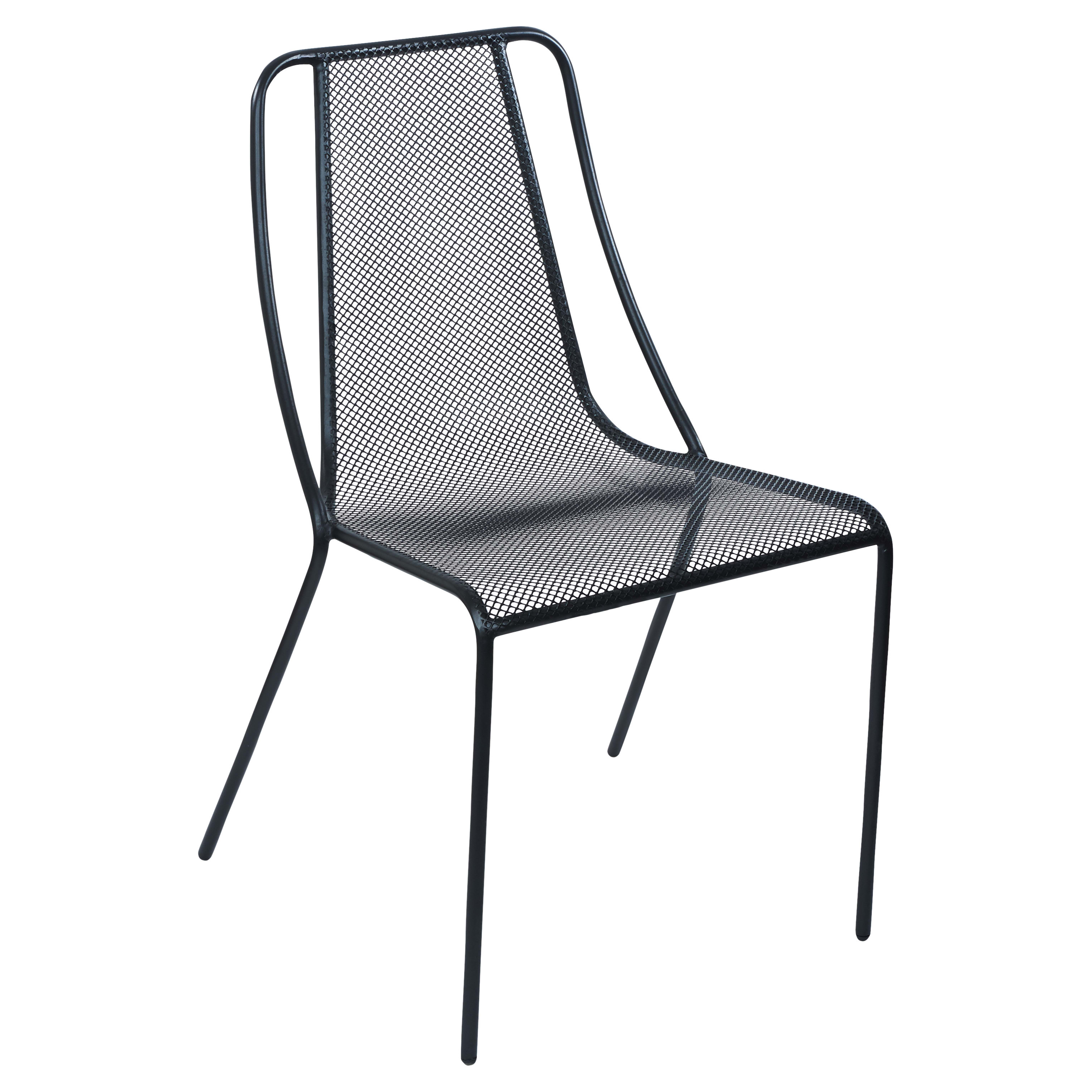 black mesh metal patio chairs