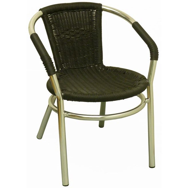 Aluminum Patio Arm Chair With Faux Black Rattan