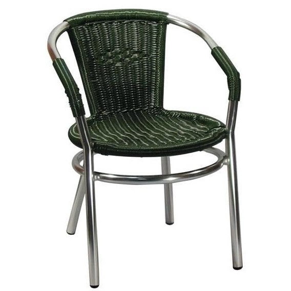 Aluminum Patio Arm Chair With Faux Green Rattan Aluminum Patio Arm Chair With Faux
