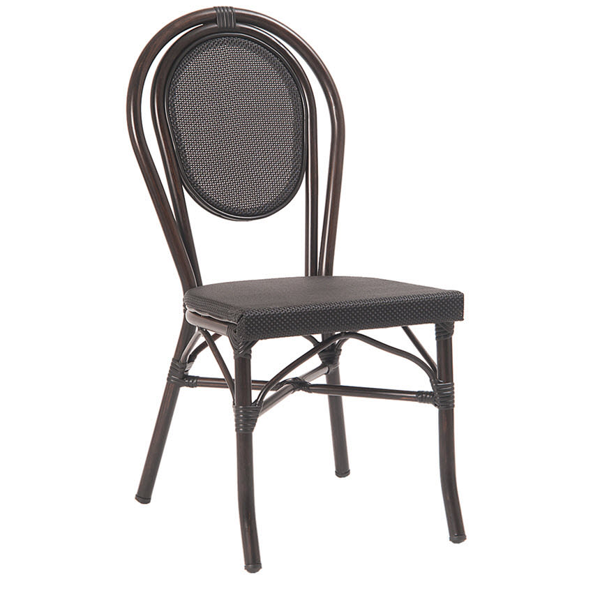 Economy Aluminum Bamboo Patio Chair with Black Rattan