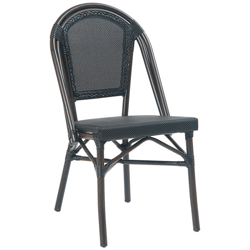 Aluminum Bamboo Patio Chair With Black Rattan - Black Rattan Wicker Patio Chairs