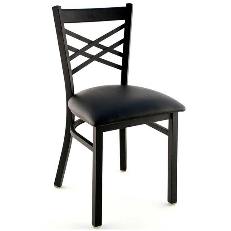 They Last Forever NEW RESTAURANT METAL CHAIRS Cross Back VINYL PADDED SEAT 