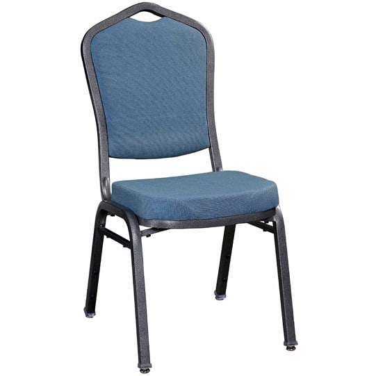 Premium Metal Stack Chair Silver Vein Frame with Blue 2162 Fabric