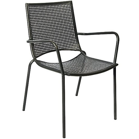 Stackable Iron Patio Arm Chair With, Outdoor Metal Chairs With Arms