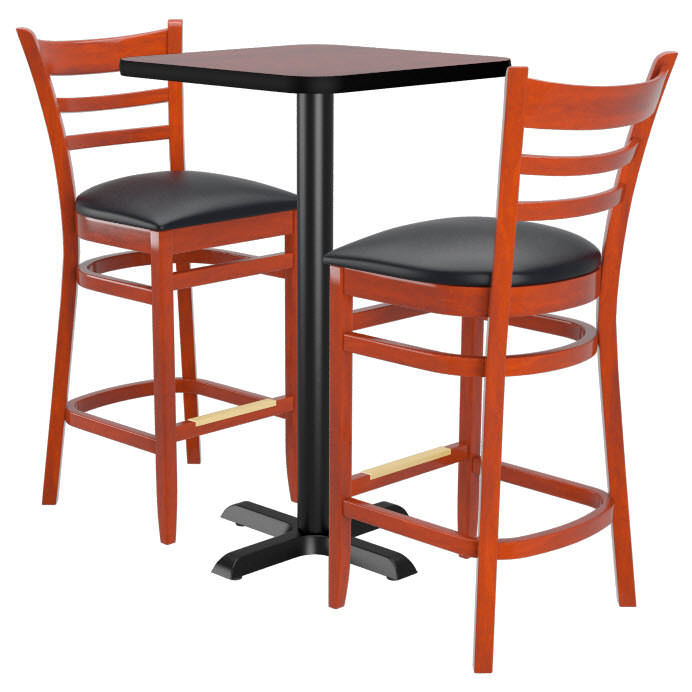 2 Ladder Back Wood Bar Stools With A, Outdoor Bar Stools Made In Usa