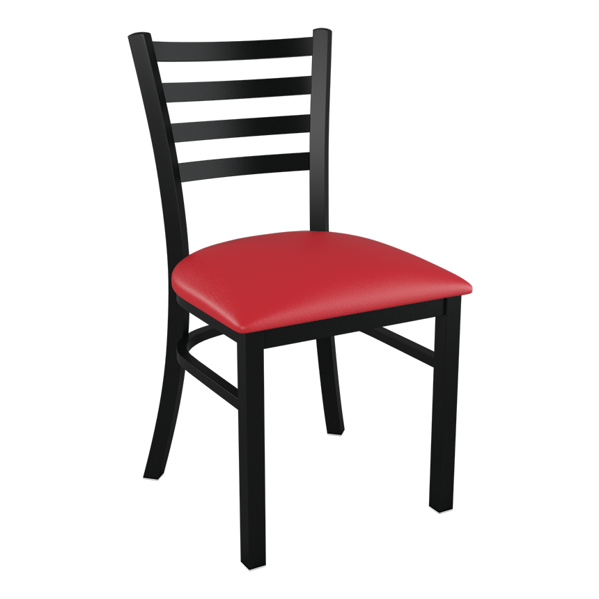 Metal Ladder Back Chair with Red Vinyl