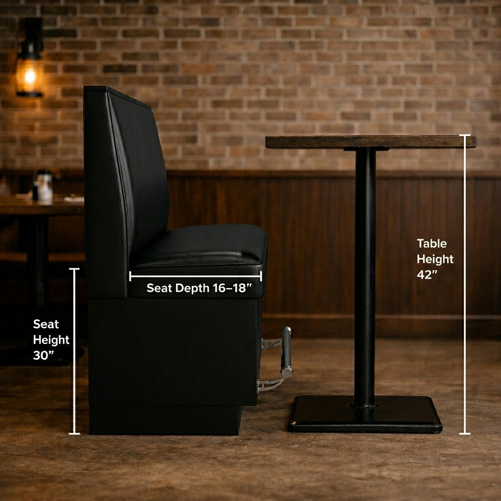 restaurant booth bar height dimensions