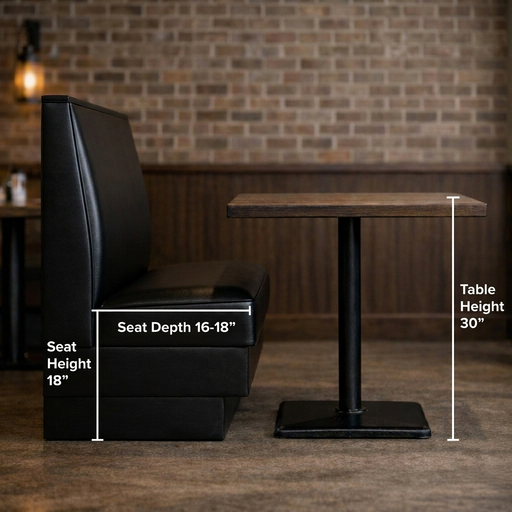 restaurant booth standard dimensions